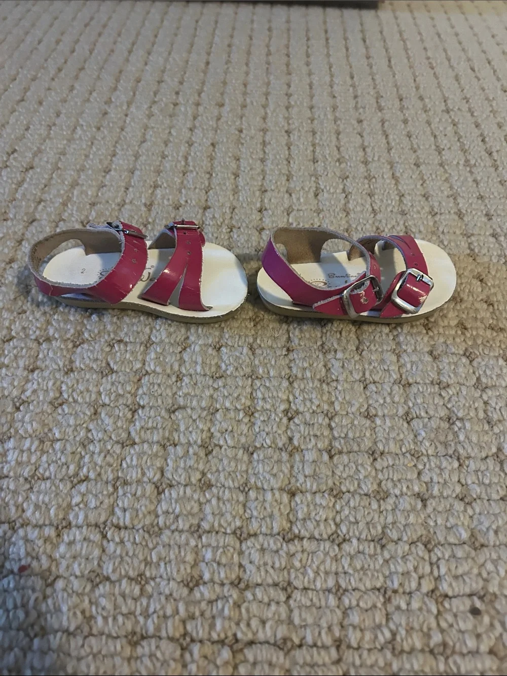 Sun Sans Sea Wee Girls' Pink Patent Leather Two-Strap Sandals